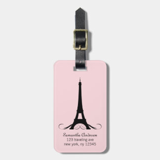 Etiqueta Para Maletas Torre Eiffel rosada de París