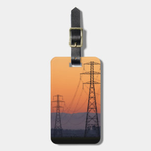Etiqueta Para Maletas Torres de Energía al Atardecer