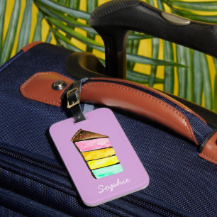 Etiqueta Para Maletas Torta de arco iris linda acuarela
