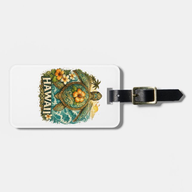 Etiqueta Para Maletas Tortuga de Hawái (Frente Horizontal)