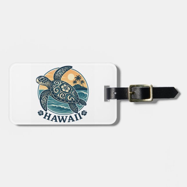 Etiqueta Para Maletas Tortuga de Hawái (Frente Horizontal)