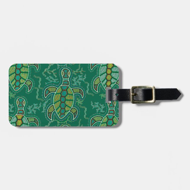 Etiqueta Para Maletas Tortuga del Caribe (Frente Horizontal)