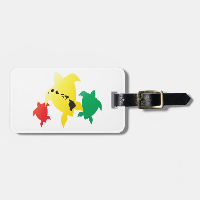 Etiqueta Para Maletas Tortugas de reggae de Hawaii (Frente Horizontal)