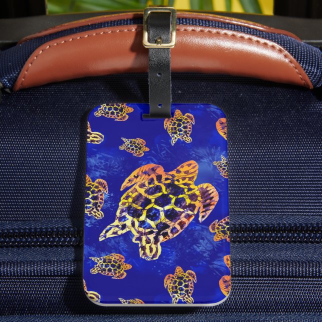 Etiqueta Para Maletas Tortugas marinas: arte africano de batik (Anverso In situ 2)