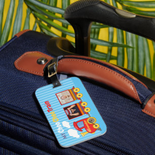 Etiqueta Para Maletas Toy Train Toddler Boy Birthday Blue