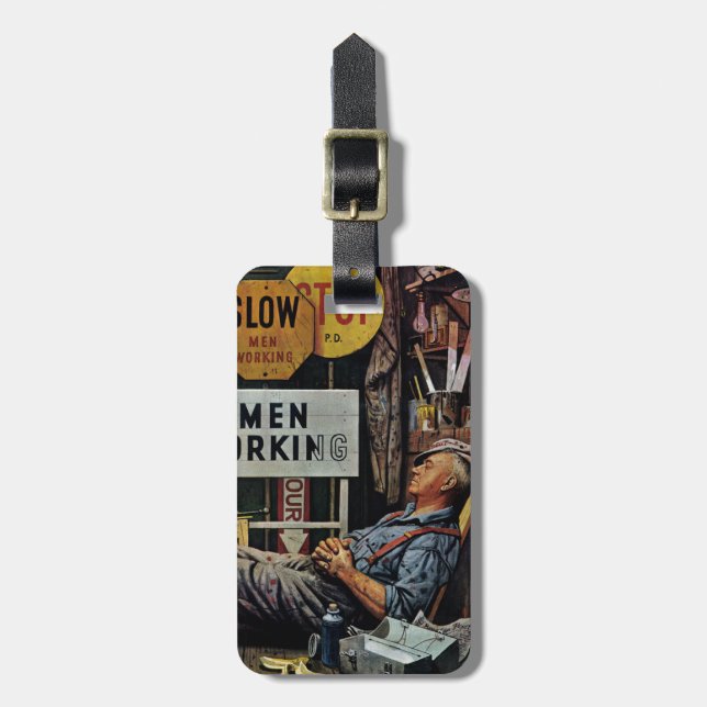 Etiqueta Para Maletas Trabajo de los hombres (Frente Vertical)