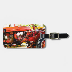 Etiqueta Para Maletas Tractor del rojo del vintage