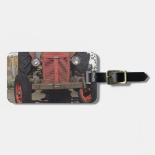 Etiqueta Para Maletas Tractor rojo viejo