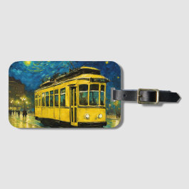 Etiqueta Para Maletas tranvía amarillo en una noche estrellada -Budapest