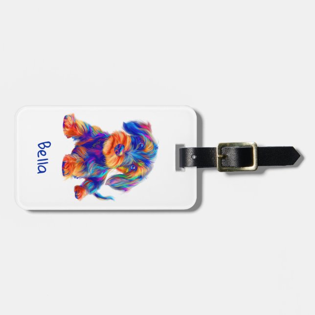 Etiqueta Para Maletas Travel Dog, coloured, cute,  (Frente Horizontal)