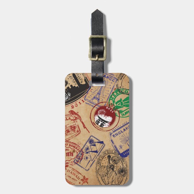 Etiqueta Para Maletas Travel Stamps (Frente Vertical)