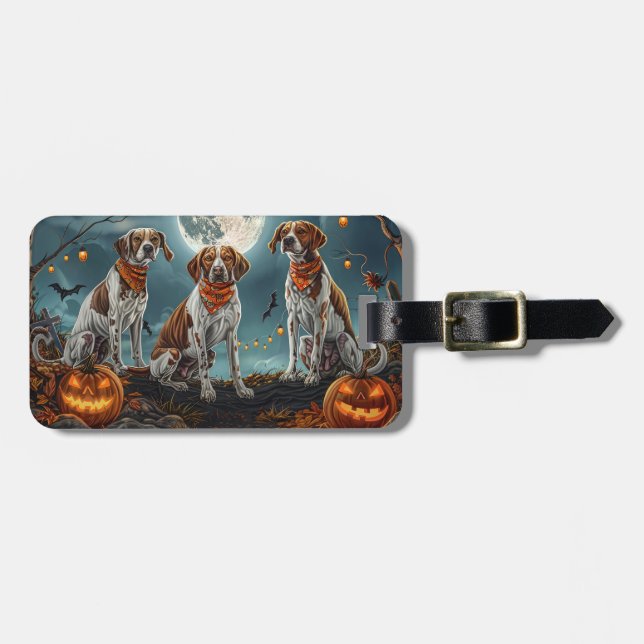 Etiqueta Para Maletas Treeing Walker Halloween Spooky (Frente Horizontal)