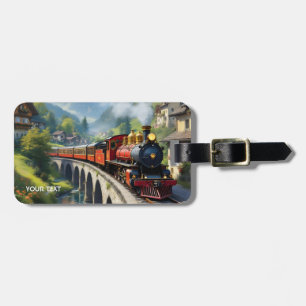 Etiqueta Para Maletas Tren antiguo de Fantasy Cute Crimson