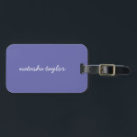 Etiqueta Para Maletas Trendy Modern Purple Script Monogram<br><div class="desc">Get ready for your next vacation or business travel with this Trendy Modern Purple Script Monogram Name Luggage Tag. Can be customized with your name of choice on the front and your contact details on the back.</div>