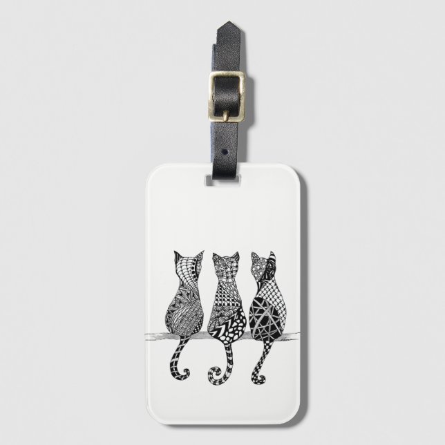 Etiqueta Para Maletas Tres geniales gatos (Anverso vertical)