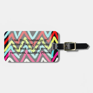 Etiqueta Para Maletas Tribal ZigZag con Chevron y colores divertidos