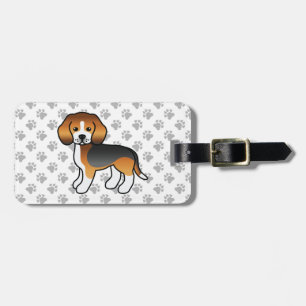 Etiqueta Para Maletas Tricolor Beagle Cute Cartog Perro y texto