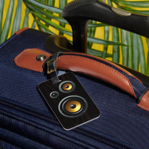 Etiqueta Para Maletas Trío de altavoz de grano de madera retro de moda