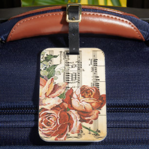 Etiqueta Para Maletas Trío de Rosas Vintage y Música