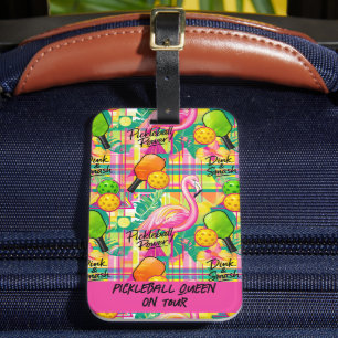 Etiqueta Para Maletas Tropical Flamingo Pickleball