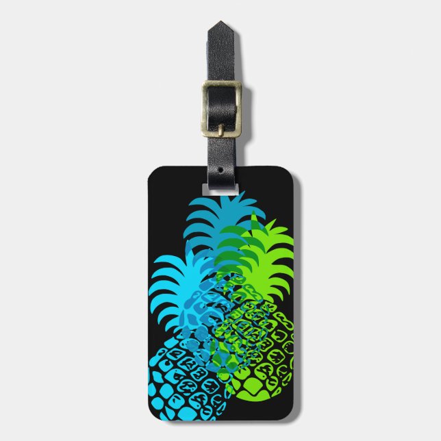 Etiqueta Para Maletas Tropical hawaiano Momona Piña (Frente Vertical)
