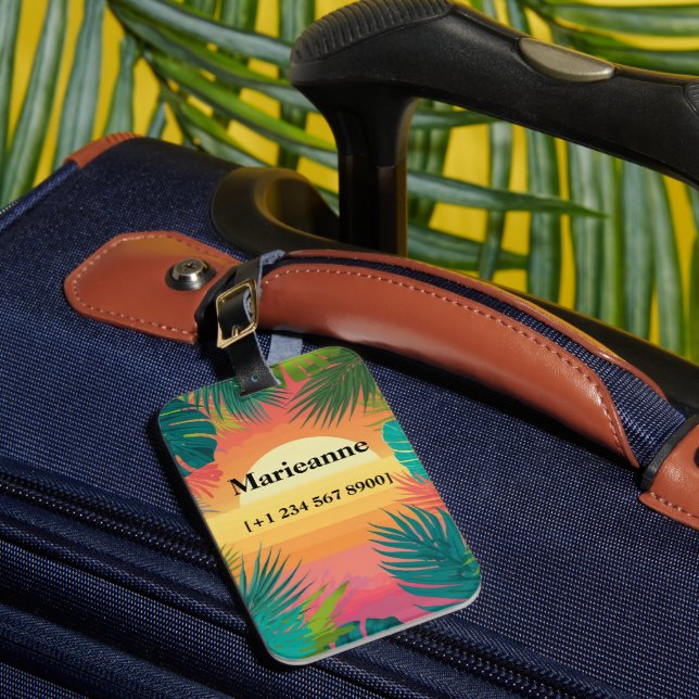 Etiqueta Para Maletas Tropical Paradise Sunset Gradient (Anverso In situ 1)