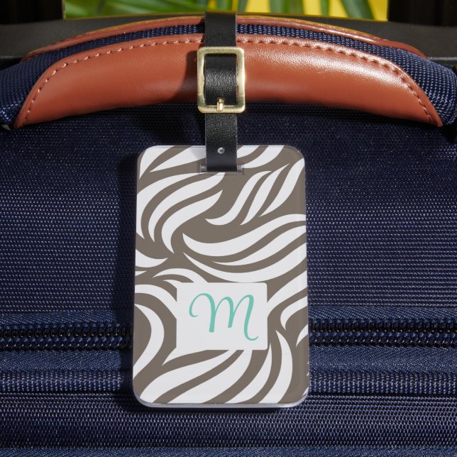 Etiqueta Para Maletas  Truffle Modern Foliage & Feminine Monogram Travel (Anverso In situ 2)