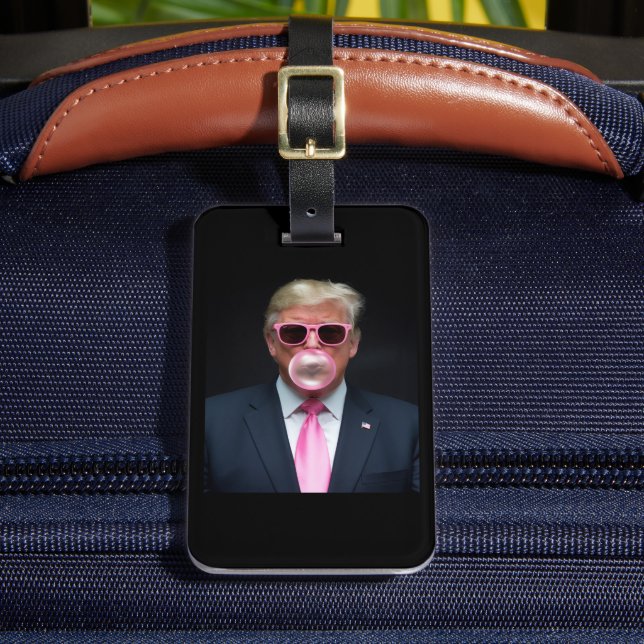 Etiqueta Para Maletas Trump Pink Bubble Gum President 47 USA (Anverso In situ 2)