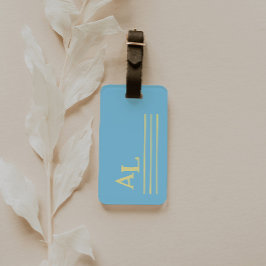 Etiqueta Para Maletas Tu estilo de monograma azul y amarillo