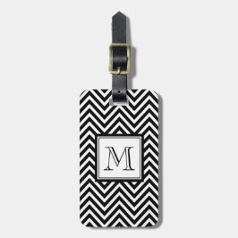 ETIQUETA PARA MALETAS TU MONOGRAMA, CHEVRON NEGRO