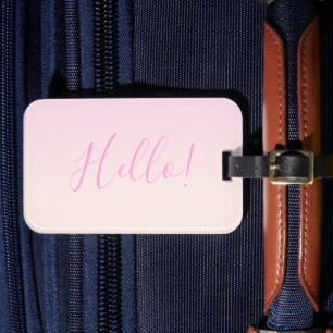 Etiqueta Para Maletas Tu Texto Elegante Escritura y Ombre Rosa Suave