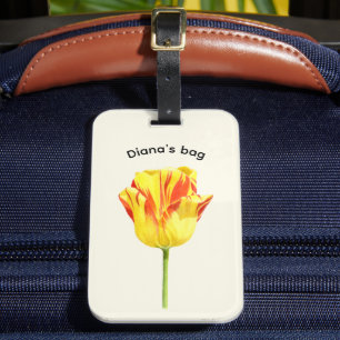 Etiqueta Para Maletas Tulipán rojo y amarillo personalizado