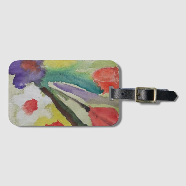 Etiqueta Para Maletas Tulipanes abstractos y flores de primavera (Anverso horizontal)