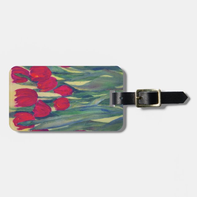 Etiqueta Para Maletas Tulipanes Rojos (Frente Horizontal)