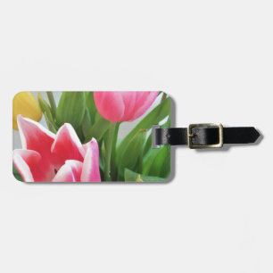 Etiqueta Para Maletas Tulipanes rosas, Bouquet de primavera floral, flor