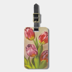 Etiqueta Para Maletas Tulipanes rosas vintage