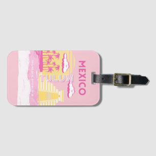 Etiqueta Para Maletas Tulum, Arte de Viaje, Arte Preppy, Rosa
