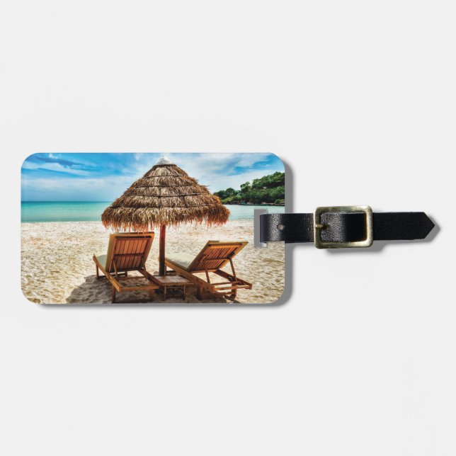 Etiqueta Para Maletas Tumbonas en la playa (Frente Horizontal)