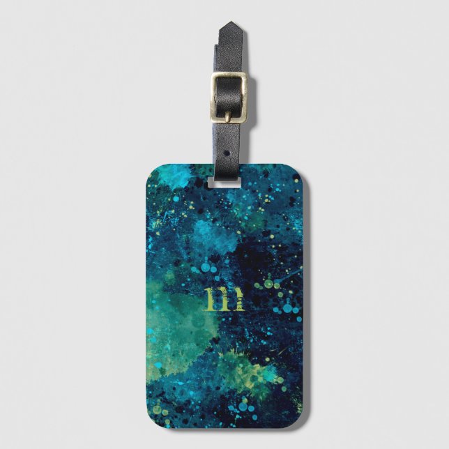 Etiqueta Para Maletas Turquesa y amarillo poco entusiasta (Anverso vertical)