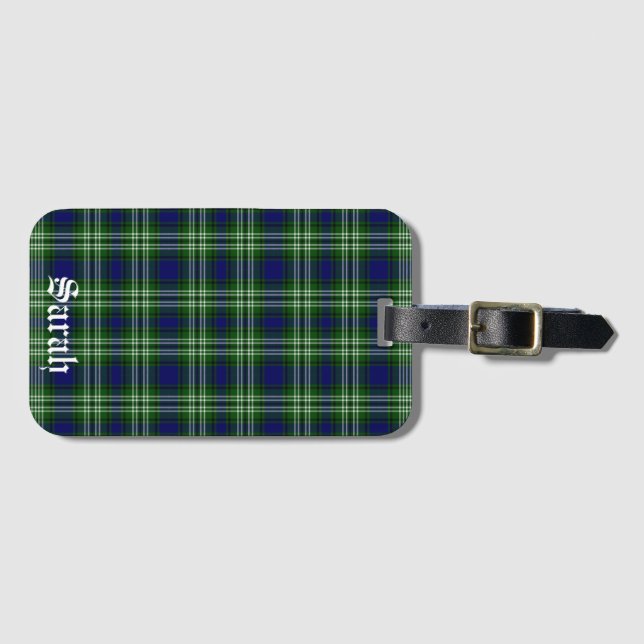 Etiqueta Para Maletas Tweedside District Tartan Personalizado (Anverso horizontal)