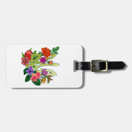 Etiqueta Para Maletas Ukrainian heraldry trident tryzub blooming flowers