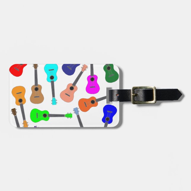 Etiqueta Para Maletas Ukulele del arco iris (Frente Horizontal)