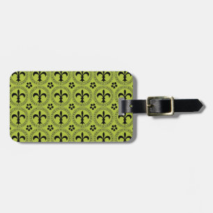 Etiqueta Para Maletas Un ácido único y Moda verde y negro flor de Lis