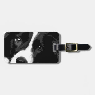 Etiqueta Para Maletas Un border collie blanco y negro