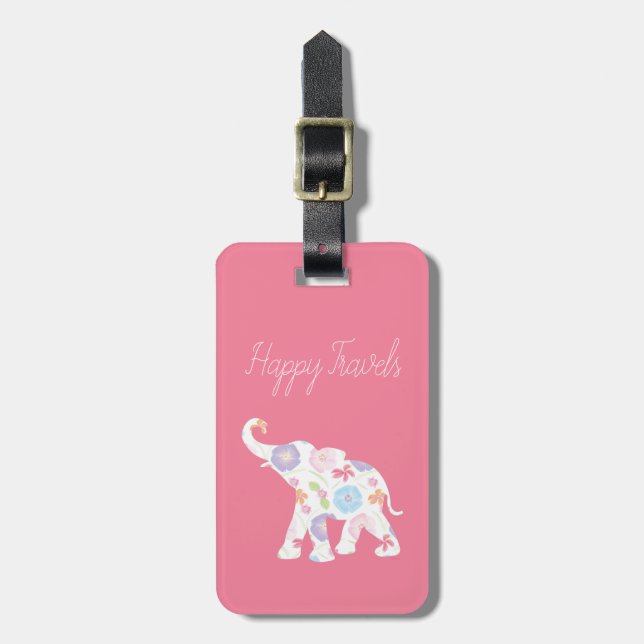 Etiqueta Para Maletas Un elefante único y maravilloso rosa (Frente Vertical)