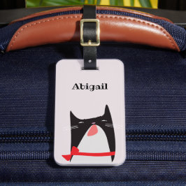 Etiqueta Para Maletas Un gato lindo con un Personalizado de Beau Tie