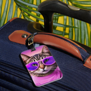 Etiqueta Para Maletas Un gato perezoso en el campo de lavanda