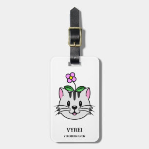 Etiqueta Para Maletas Un gato Personalizado con flor en la cabeza