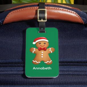 Etiqueta Para Maletas Un hombre de pan de jengibre de vacaciones lindo p