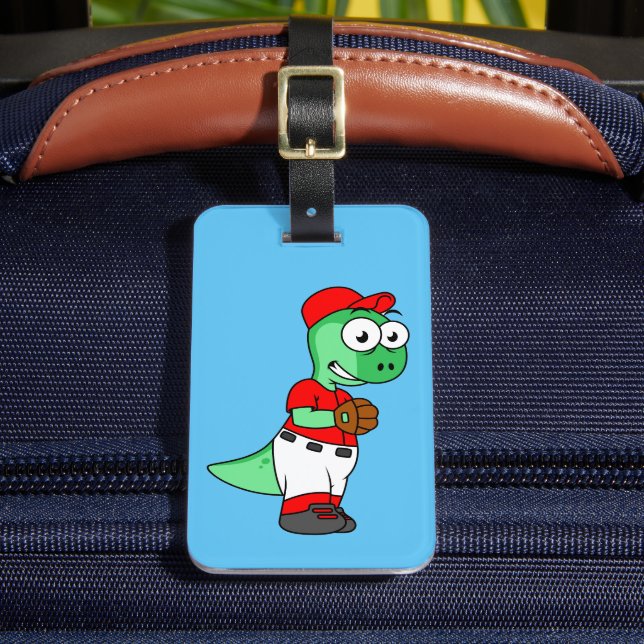 Etiqueta Para Maletas Un lanzador de béisbol paquicefalosaurio. (Anverso In situ 2)